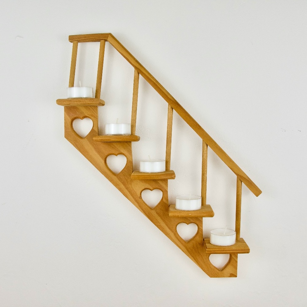 Vintage Heart Staircase Wall Display Shelf